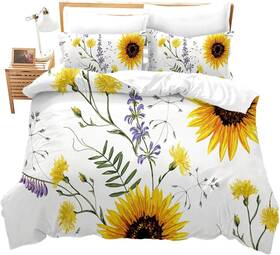Sx197lyp-twin Feelyou Sunflower Duvet Cover Set Twin Size For No Comforter Multi 10