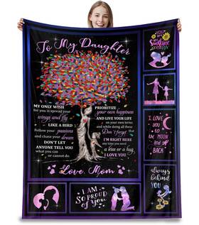 Ffxn 932491116761 Blanket To My Daughter From Mom Letter Printed Quilts Fleece Blankets Birthda