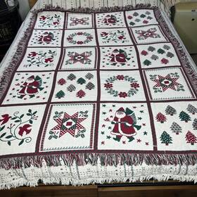 Fieldcrest 044052744673 Vintage Christmas Eve Santa Winter Throw 50x68 Tapestry Blanket Cotton Madeusa