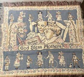 Fieldcrest 044052807958 Vintage 100% Cotton Triple Woven Throw Good Bless Mothers 46 X 68 In