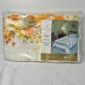 2929 Fieldcrest Vintage Shower Of Flowers Blanket 72x90 Inch White Satin Trim
