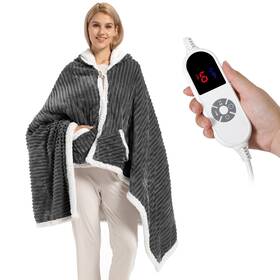 A4070 Figerm Electric Blanket Heated Throw Soft Flannel And Sherpa Wearable