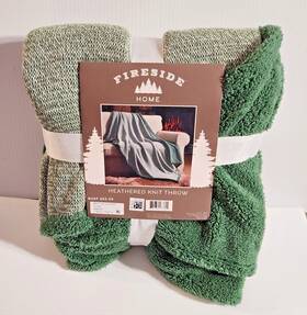 Fireside Home 735732173615 Heathered Knit Fleece Reverse Throw 50 Inch X 60 Macys Green New