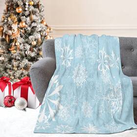 Fjpt 031433948423 Christmas Throw Blanket For Couch Sofa Blue Snowflake Soft Warm Cozy Fleece H
