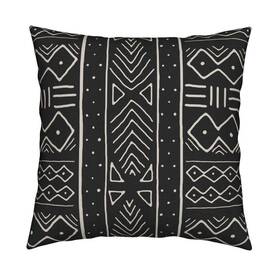 Fjtp 023646188161 African Mudcloth Black White Flax Cotton Hidden Zipper Throw Pillow Covers 18