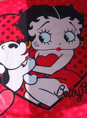 Fleischer Studios 781579059292 2006 Betty Boop Throw Blanket 58 Inch X 50 Fleece Red Hearts Dog
