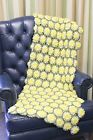 643-09 Floral Vintage Crocheted Afghan Blanket Daisy - Hand Throw