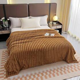 Fluffery 732236190933 Ultra-soft Ribbed Fleece Throw Blanket Brown 50x60