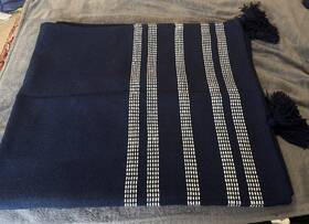 Foreside 763038094563 Fireside Navy Hand Woven Dylan Throw Nwt India 50x60 Inch