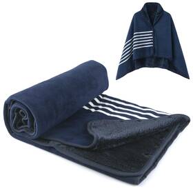 E5119-aa-01 Forestfish Fleece Wearable Blanket Poncho Throw For Bed Sofa Blue-white Plaid