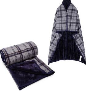 E5119-aa-12 Forestfish Fleece Wearable Blanket Plus Large 63 Inch X55 Navy
