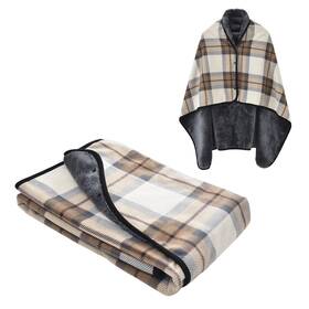 Sqbkaa32bw Forestfish Fleece Wearable Blanket Poncho Throw For Bed Sofa Office Mocha