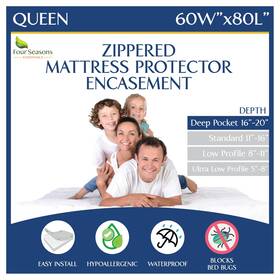 Fse-queen-17in Four Seasons Essentials Queen Mattress Protector Bedbug Waterproof Zippered Cover - Deep Pocket Fits