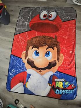 Franco 073558746980 Mfg Super Mario Odyssey Blanket Throw 58 Inch X 84 Soft Nintendo Euc