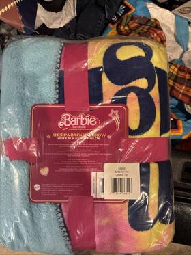 Franco Collectibles 073558869023 Barbie Movie Inch I Am Kenough Sherpa Lined Tie Blanket Throw