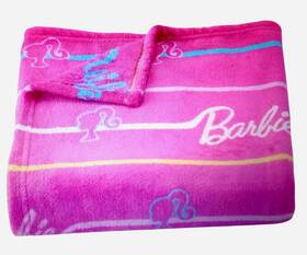 127299 Franco Manufacturing Co. Barbie Pink Rainbow Logo Super Soft And Cuddly Plush Fleece Throw Blanket 46 Inch X60