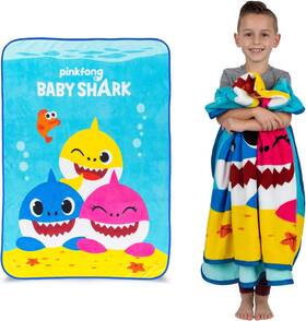 A38808 Franco Manufacturing Company Inc Kids Bedding Super Soft Micro Raschel Throw 46 In X 60 Baby Shark