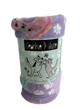 Frankie & June 194382296516 And Cupcake Donut Cat/glasses Purple Plush Throw Blanket 50x60 New