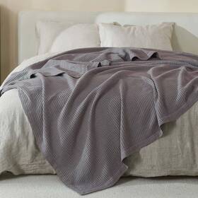 Gb35495 Freshfolds Gray 100% Cotton King Lightweight Waffle Weave Blanket