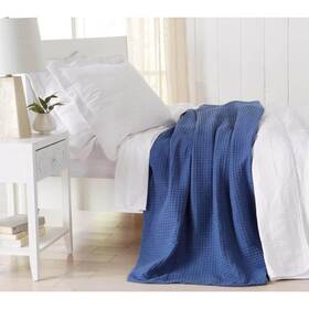 Gb35501 Freshfolds Blue 100% Cotton King Lightweight Waffle Weave Blanket