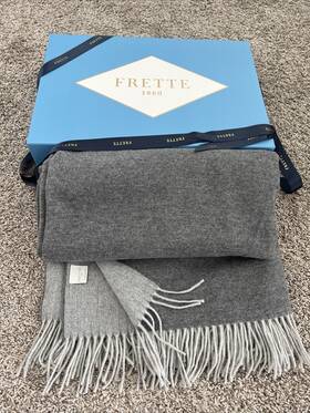Frette 052640375040 Throw Blanket Gray Reversible Wool / Cashmere Size 51x 71 Made In Italy