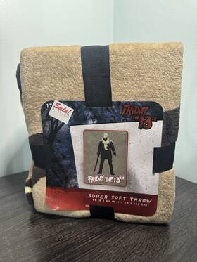 D32549-friday13-throw Friday The 13th Halloween Jason 46 X 60 Inch Super Soft Throw Blanket. New