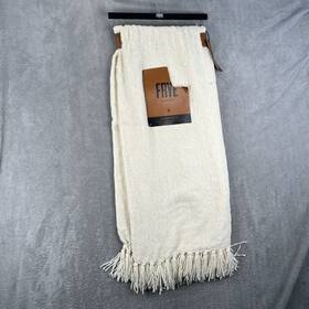 Frye 783048226297 50 Inch X 70 Chenille Fringe Ivory White Luxurious Soft Throw Blanket