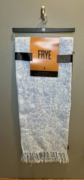Frye 783048244710 Oversized Marble Blue Throw Blanket With Fringe On Edge. Nwt