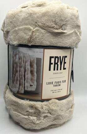 Frye 783048248909 Beautiful Luxe Faux Fur Throw Blanket Reversible Beige 60 Inch X 70