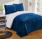 Fs200-blanket-navy-twin Chezmoi Collection Micromink Sherpa 840079107466