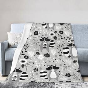 Funacola 742669238119 Cute Raccoon Throw Blanket Super Soft Warm Bed Blankets For Couch Bedroom Sof