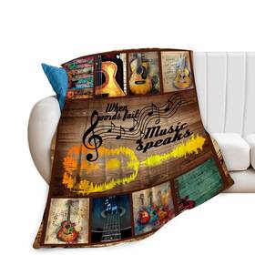 Fuzawet 224956999919 Music Note Blanket Vintage Guitar Throws Gifts For Girls Boys Musical Instrum