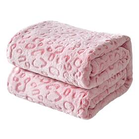 Fy Fiber House 667016001720 Pink Throw Blanket Leopard Print Valentines Day Blanke