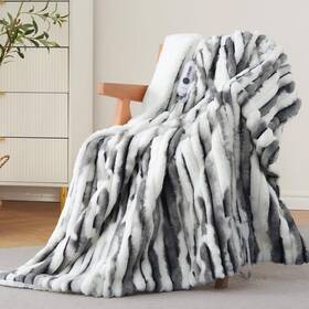 Garveehome 199414614665 Electric Blanket Heated Throw Cozy Faux Rabbit Fur Wi