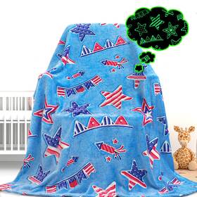 Gdindff 458691865661 Glow In The Dark Blanket American Flag July 4th Decor Usa Fla