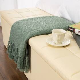 Gealaek 973113117346 Decorative Fluffy Green Throw Blanket Fringe Lightweight Fuzzy Faux Cashmere