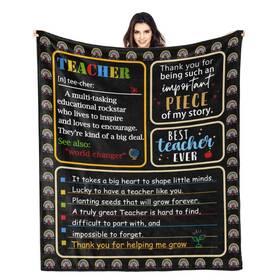 Geifin 720118880454 Flannel Throw Blanket Teacher Gifts 60x80 Inches Black Letter Print