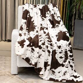 Ct06-08 Geulay Cow Print Blanket Brown And White - Throw Size 50 Inch X 60 130 150 Cm