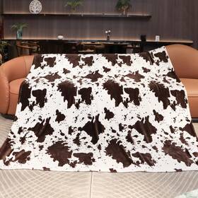 Ct06-18 Geulay Cow Print Fleece Blanket King Size 90 Inch X108 Soft Lightweight Bed Black