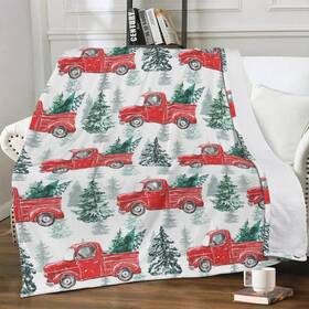Ggeb 461247489576 Christmas Throw Blanket Country Rustic Red Truck With Tree Design Soft C