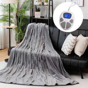 E930us-gra6018 Giantex Electric 84 Inch X 62 Flannel Heated Blanket Throw With 10 Heating Levels