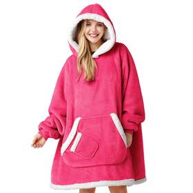 Giggling Getup 840494313749 Sherpa Fleece Wearable Blanket Hoodie For Women Men - Cozy Gift