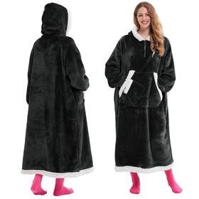 Giggling Getup 840494329801 Wearable Blanket Hoodie Sherpa Fleece Long Hooded Pocket And Sleeves Standard