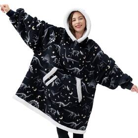 J0349-stnd Giggling Getup Wearable Blanket Hoodie For Women Men Gifts Teen Girls Sister Sherpa Flee