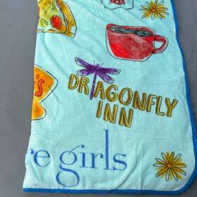 Jf42070 Gilmore Girls Plush 46 Inch X 60 Blanket Throw Teal Blue Dragonfly Inn Coffee Fall