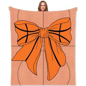 Ayo-gilprop-4076 Gilprop Basketball Bow Throw Blanket 50x60 Inch Orange Flannel Soft Warm Girls Gift