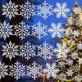 Mm0848 Gisgfim 16pcs Large White Snowflakes Christmas Ornaments 12ftft Sparkling Outdoor Chris