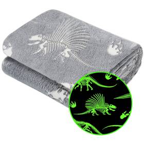 Bp-04 Gitrat Glow In The Dark Blanket Dinosaur Throw For Boys Kids Soft Warm Cozy