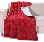 Gl-1707athr Greenland Home Holly Quilted Cotton Throw With Cross Stitching Red