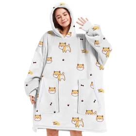 Go230814 Gocvo Oversized Fluffy Hoodie Blanket For Adults - Cozy Pocket Sweatshirt